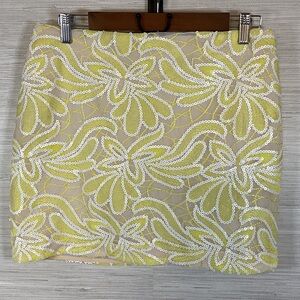 Endless Rose Yellow White Sequin Embroidered Mini Skirt Large